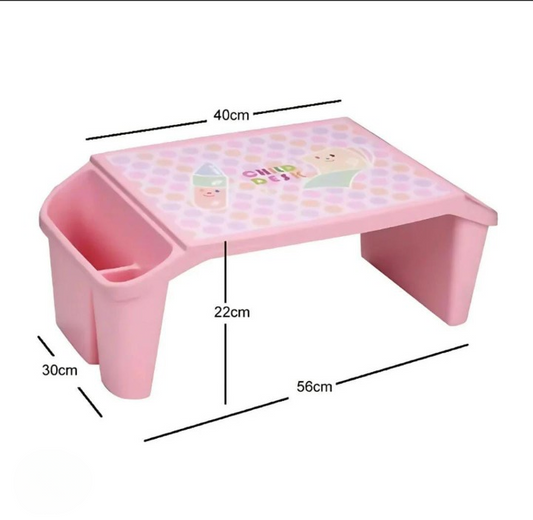 Kids Portable Study Table with Side Storage – Multifunctional Lap Desk (Random Colour)
