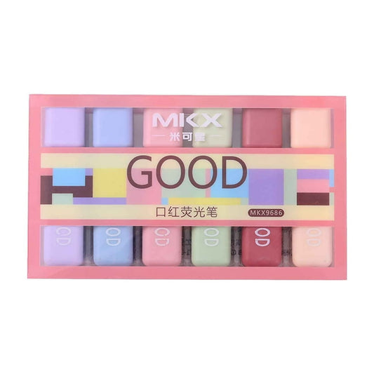 Pack of 6 Highlighter Marker Pens | Quick-Dry Water-Based Fluorescent Highlighters