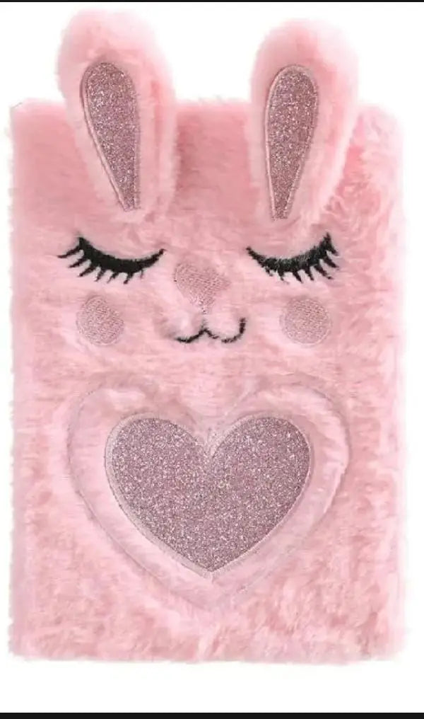 Unicorn A5 Fur Notebook for Girls with Soft Plush Cover, Cute Ears, Ruled Pages, Personal Diary, Random Colour