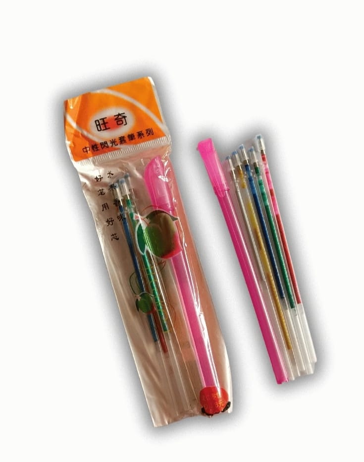 Glitter Gel Pen Refills Set of 5 | Metallic Ink Refills for Writing & Art
