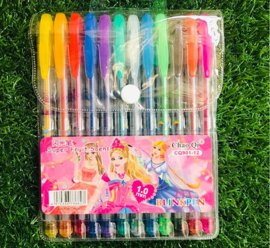 Fruit Scent Glitter Gel Pens – Pack of 12 | 1.0mm Smooth Writing