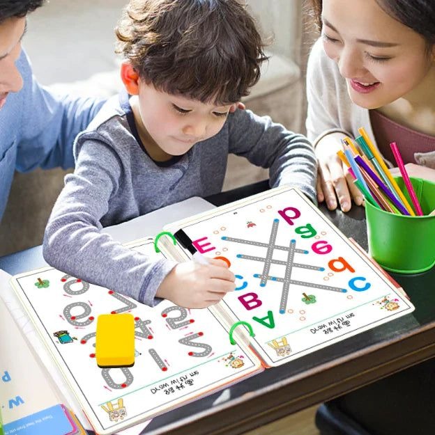 A4 Kids Tracing Book – 64 Reusable Pages with 2 Markers for Early Learning