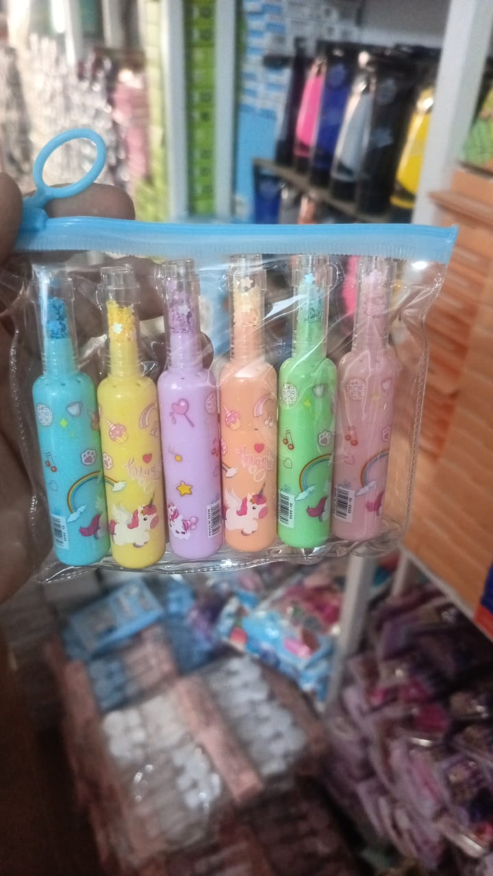Pack of 6 Kromi Bottle Shaped Highlighters | Cute Character Highlighter Set