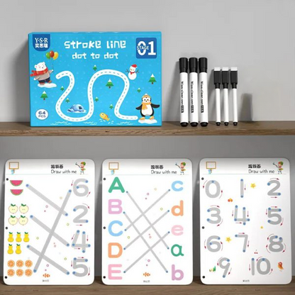 A4 Kids Tracing Book – 64 Reusable Pages with 2 Markers for Early Learning