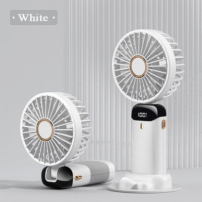 5-in-1 Portable Mini Fan with Digital Display – USB-C Rechargeable Handheld Fan (Random Colour)