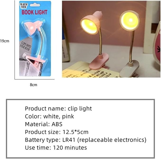Mini Book Light with Clip – Cute Retro LED Reading Lamp (Random Colour)
