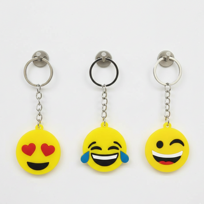 Pack of 3 Emoji Keychains – Cute Smiley Face Charms (Random Designs)