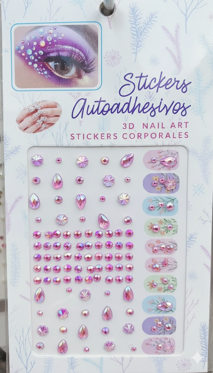 Rhinestone Face Gems Stickers – Crystal Face Tattoos (Random Design)