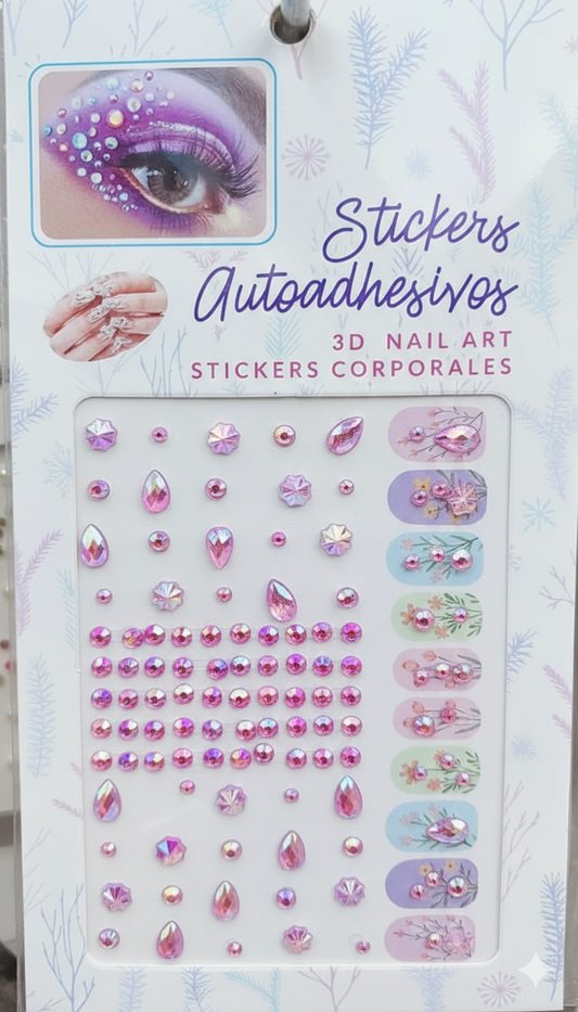 Rhinestone Face Gems Stickers – Crystal Face Tattoos (Random Design)