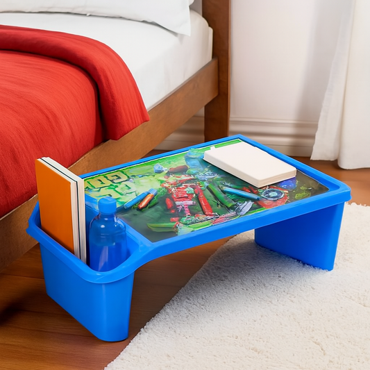 Kids Portable Study Table with Side Storage – Multifunctional Lap Desk (Random Colour)