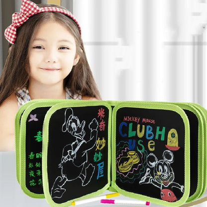 Erasable & Reusable Doodle Magic Blackboard Book with 3 Color Markers (Random Colour)