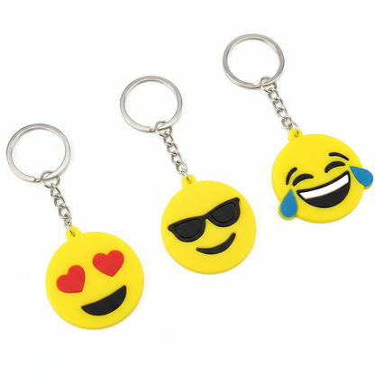 Pack of 3 Emoji Keychains – Cute Smiley Face Charms (Random Designs)