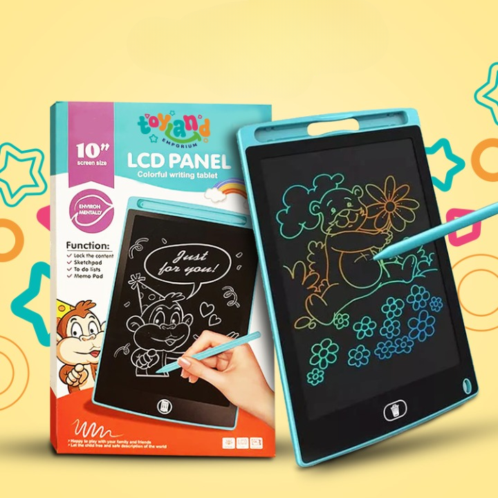 LCD Writing Drawing Tablet for Kids – 10 Inch Reusable Digital Writing Pad for Learning, Drawing & School (Random Color)