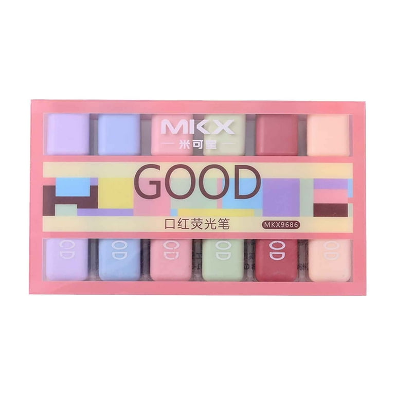 Pack of 6 Highlighter Marker Pens | Quick-Dry Water-Based Fluorescent Highlighters