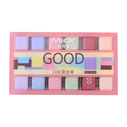 Pack of 6 Highlighter Marker Pens | Quick-Dry Water-Based Fluorescent Highlighters