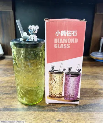 450ml Glass Travel Mug with Leakproof Lid and Straw, Hot and Cold Coffee Cup for Office, School, Travel and Daily Use, Random Colour