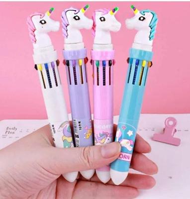 Unicorn 10 Color Pen for Kids, Multicolor Smooth Ink Ballpoint Pen for School, Drawing, Journaling, Art Projects and Creative Writing