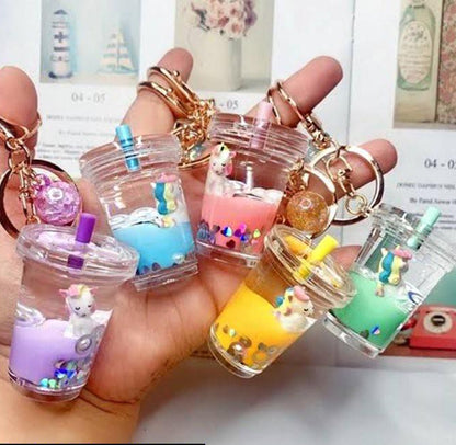 Cute Glass Keychain with Decorative Design, Premium Multicolor Key Ring for Car, Bike, House Keys, Bags and Everyday Use