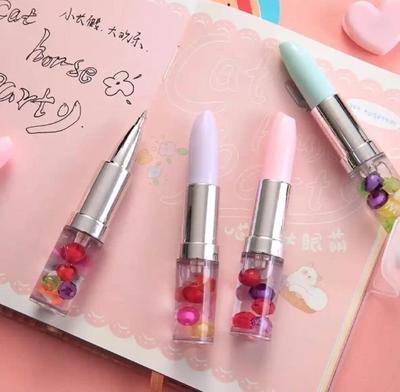 Lipstick Ballpoint Pen with Colorful Beads