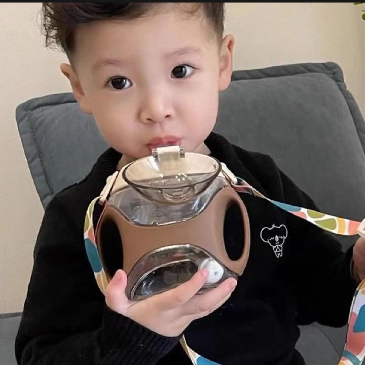 Kids Water Sipper with Straw and Handle, BPA-Free Spill-Proof Plastic Water Bottle for School, Daycare, Travel and Outdoor Activities