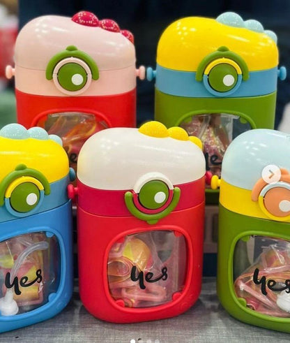 Kids Eye Water Sipper Bottle with Spill-Proof Lid, BPA-Free Plastic Water Bottle for School, Travel, Daycare and Everyday Hydration