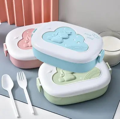 3-Tier Bento Lunch Box with Compartments, Leakproof Food Container, Portable Lunch Box with Cutlery for School, Office, Picnic, Random Colour