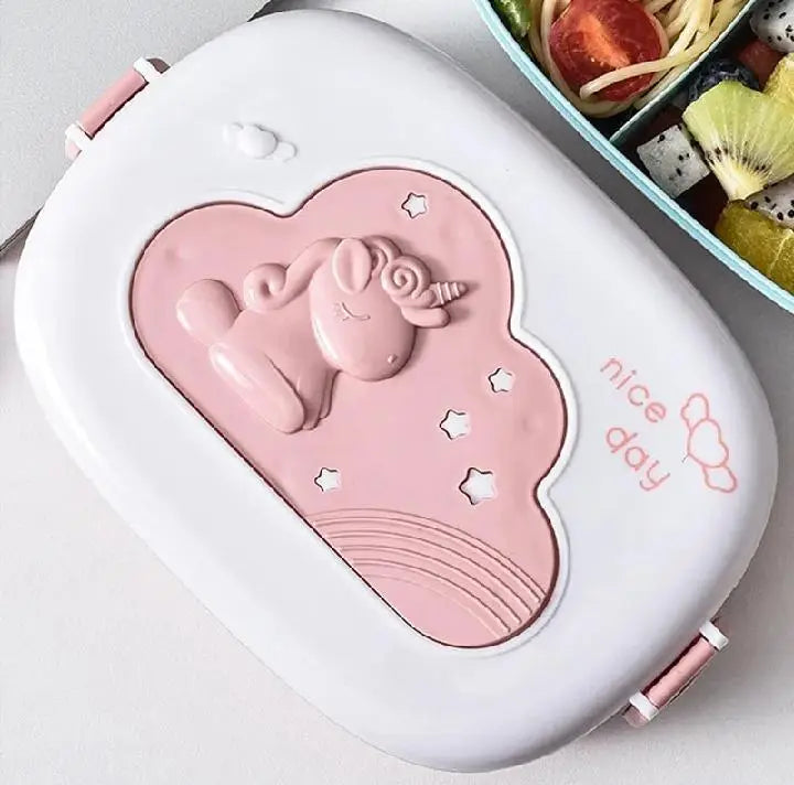 3-Tier Bento Lunch Box with Compartments, Leakproof Food Container, Portable Lunch Box with Cutlery for School, Office, Picnic, Random Colour