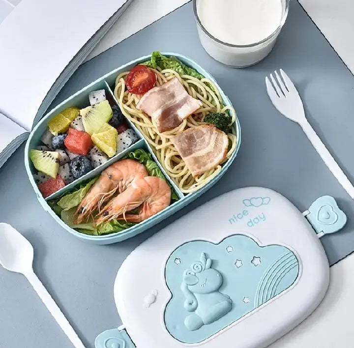 3-Tier Bento Lunch Box with Compartments, Leakproof Food Container, Portable Lunch Box with Cutlery for School, Office, Picnic, Random Colour