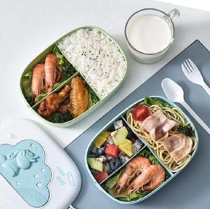 3-Tier Bento Lunch Box with Compartments, Leakproof Food Container, Portable Lunch Box with Cutlery for School, Office, Picnic, Random Colour