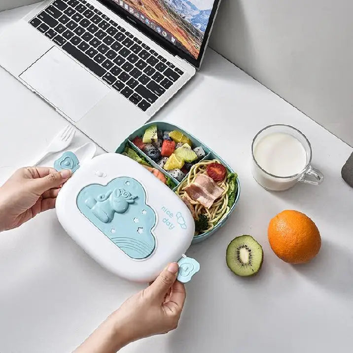 3-Tier Bento Lunch Box with Compartments, Leakproof Food Container, Portable Lunch Box with Cutlery for School, Office, Picnic, Random Colour