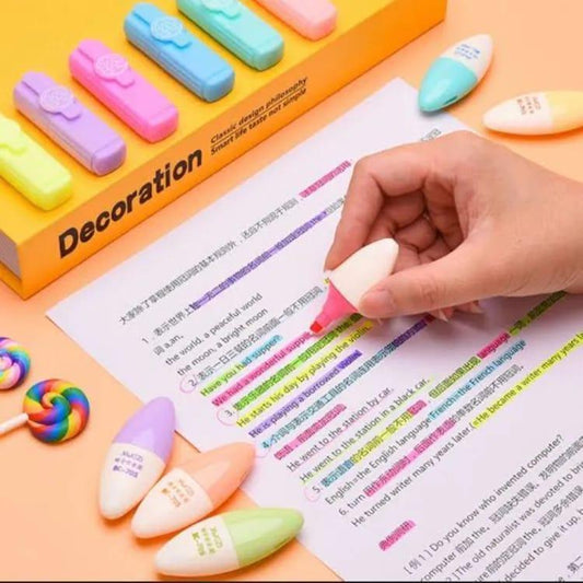 6 Pcs Colorful Highlighter Pens Set, Bright Marker Pens for School, College, Office, Study Notes, Journaling and Office Supplies