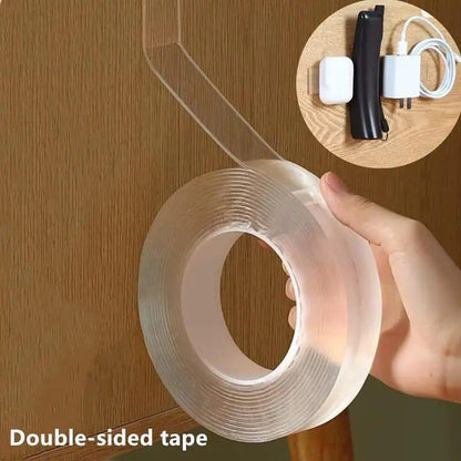 Double Sided Nano Tape 5 Meter Roll, Strong Transparent Adhesive Tape for Wall Mounting, Home Organization, Office, Cable Management and DIY Projects