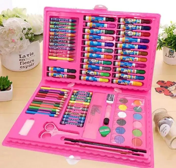 86-Piece Kids Colouring Art Set with Portable Storage Box, Drawing and Coloring Kit for School, DIY Crafts, Beginners and Young Artists