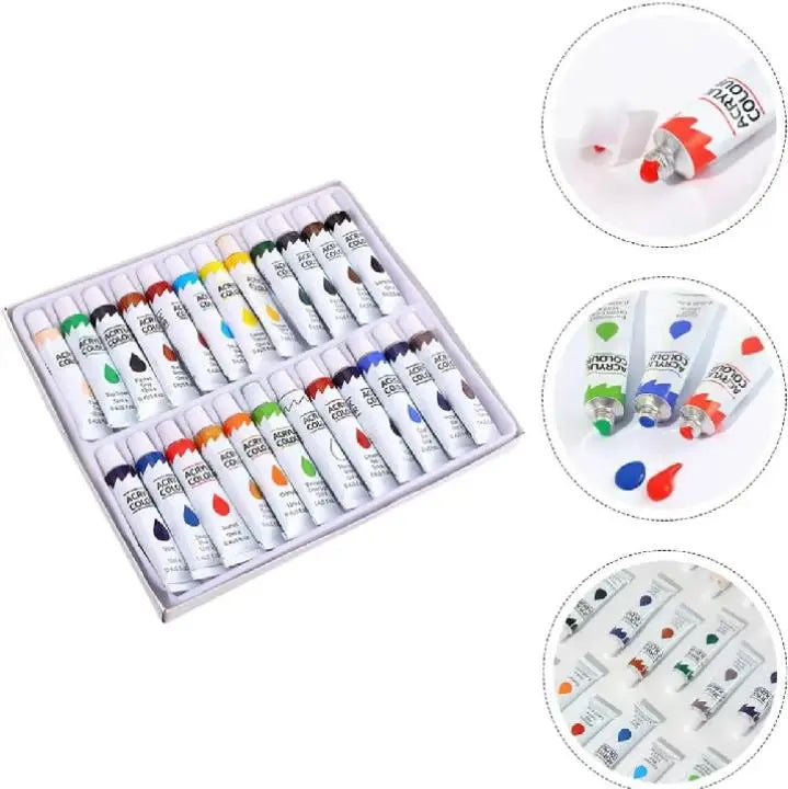 12-Piece Acrylic Paint Set with Vibrant Color Tubes for Canvas, Paper, Wood, Glass Painting, Art Supplies and DIY Crafts