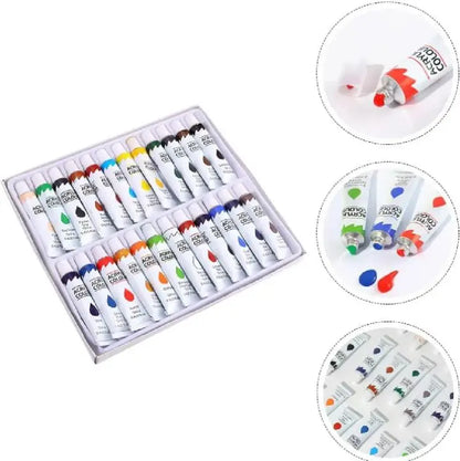 12-Piece Acrylic Paint Set with Vibrant Color Tubes for Canvas, Paper, Wood, Glass Painting, Art Supplies and DIY Crafts