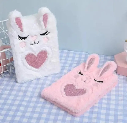 Unicorn A5 Fur Notebook for Girls with Soft Plush Cover, Cute Ears, Ruled Pages, Personal Diary, Random Colour