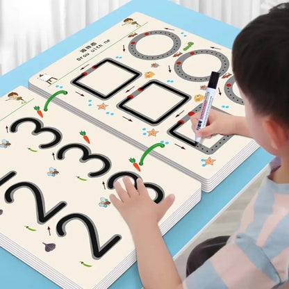 A4 Kids Tracing Book – 64 Reusable Pages with 2 Markers for Early Learning
