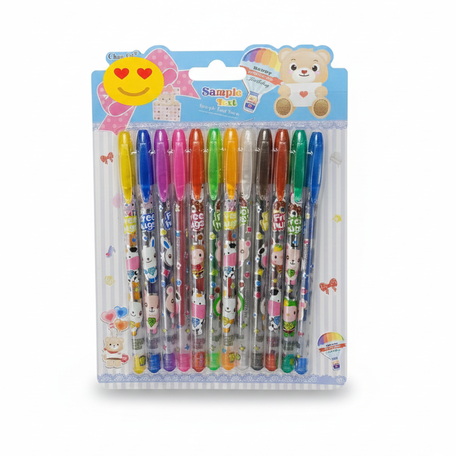 12 Colors Glitter & Metallic Gel Pen Set – 1.0mm Smooth Writing Pens