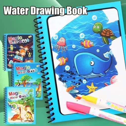 Magic Water Coloring Book for Toddlers – Reusable Painting Book with Pen