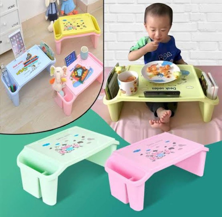 Kids Portable Study Table with Side Storage – Multifunctional Lap Desk (Random Colour)
