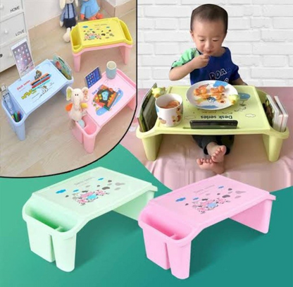 Kids Portable Study Table with Side Storage – Multifunctional Lap Desk (Random Colour)