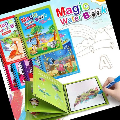Magic Water Coloring Book for Toddlers – Reusable Painting Book with Pen