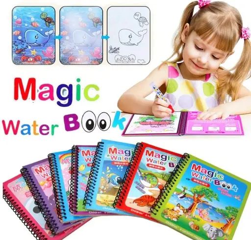 Magic Water Coloring Book for Toddlers – Reusable Painting Book with Pen