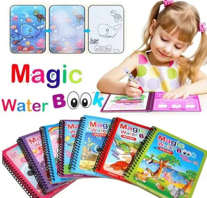 Magic Water Coloring Book for Toddlers – Reusable Painting Book with Pen