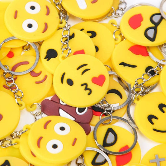 Pack of 3 Emoji Keychains – Cute Smiley Face Charms (Random Designs)