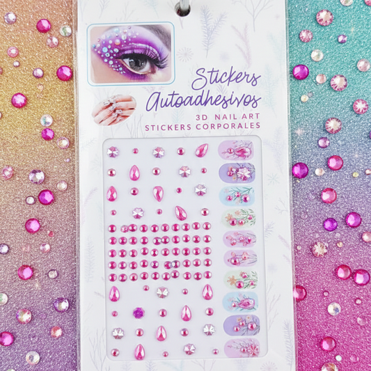 Rhinestone face gems stickers for makeup and party decoration – random design