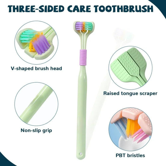 3-Sided Soft Bristle Toothbrush – Gentle Deep Cleaning Toothbrush Pack of 2