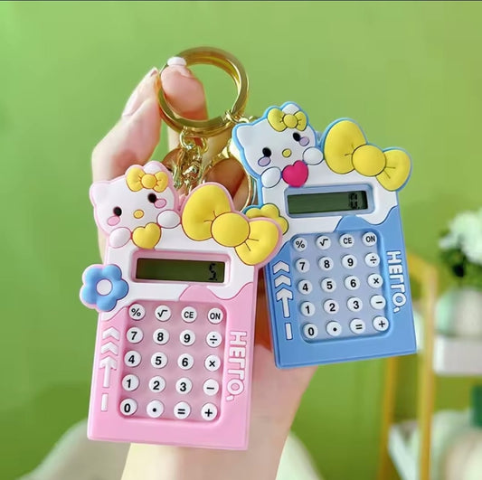 Mini Calculator Keychain – Cute Kawaii Cartoon Portable Calculator for Students (Random Colour)