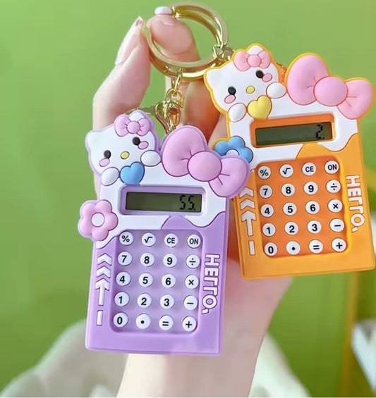 Mini Calculator Keychain – Cute Kawaii Cartoon Portable Calculator for Students (Random Colour)