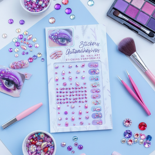 Rhinestone face gems stickers for makeup and party decoration – random design